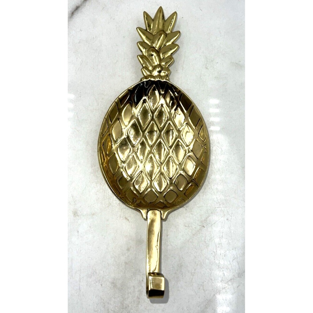 VTG Hampton Brass Wall Hook  Pineapple Strong Hanger Coat Hat Towel Decor